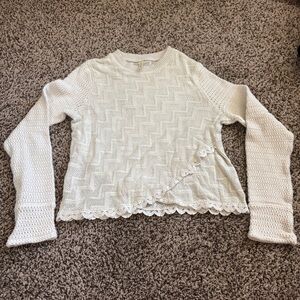Free People Cream Crochet Long Sleeve Top